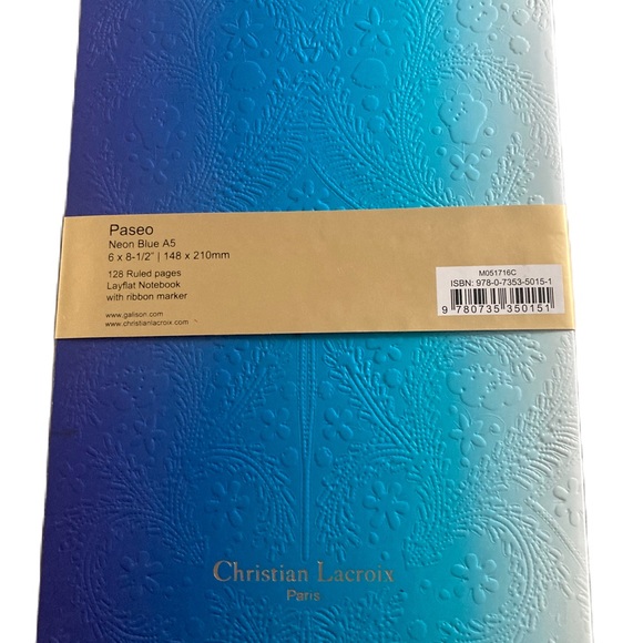 CHRISTIAN LACROIX PARIS Journal Embossed Bright Blue Softcover 128 Rules Pages - Picture 2 of 3